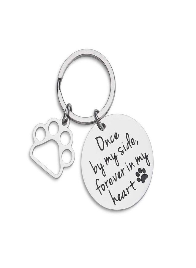 VANLOVEMAC Loss of Pet Memorial Keychain Dog Cat Remembrance Jewelry Pet Sympathy Gift Dog Remembrance for Women Men Once by My Side Forever in My Heart Key Ring - Image 1